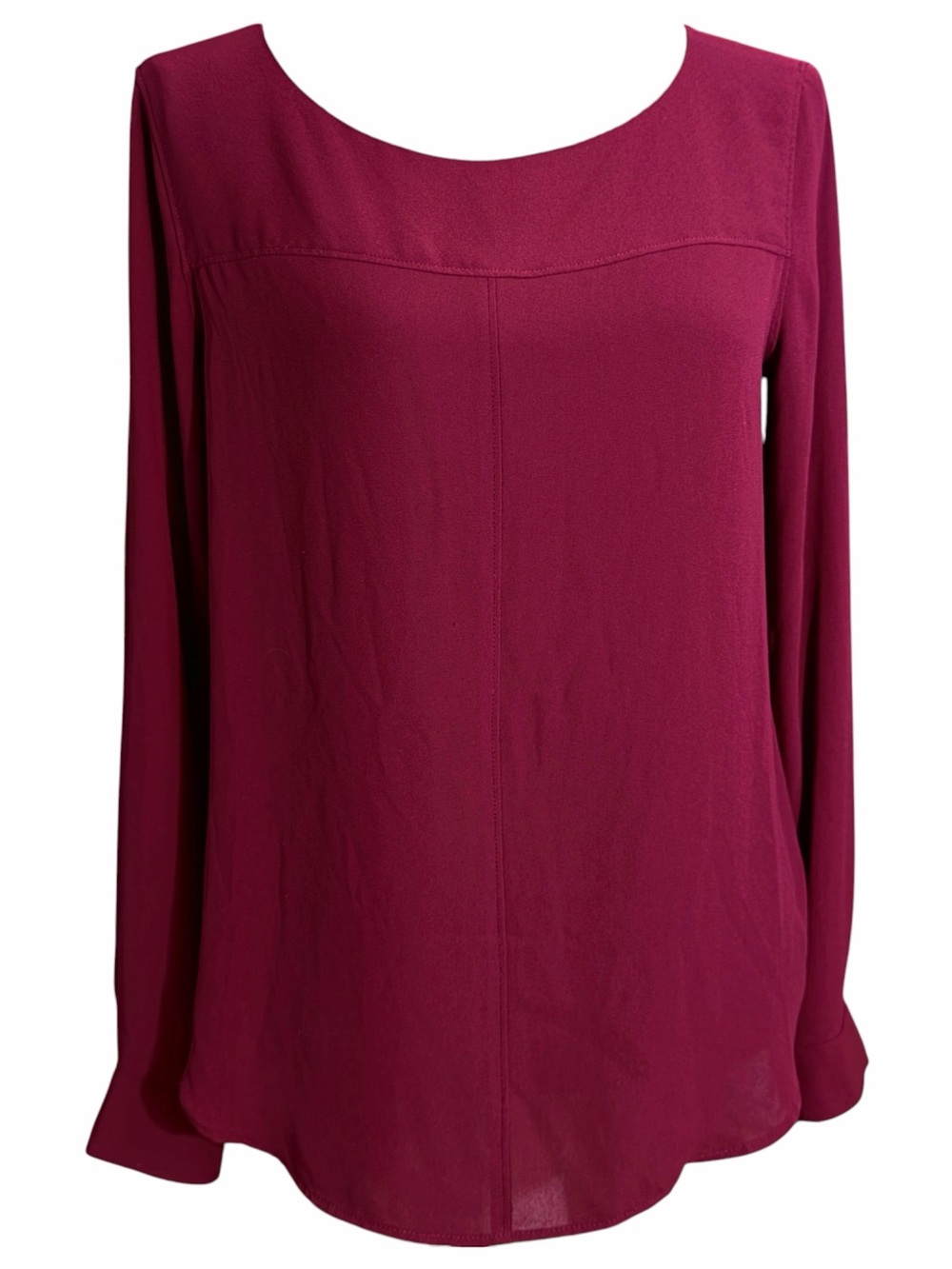 LOFT Long-Sleeve Scoop Neck Top - Berry Wine EC. Size small